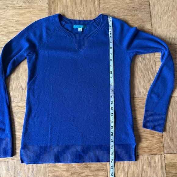 Pim + Larkin Small Blue Cashmere Crewneck Sweater Pullover Knit - Picture 6 of 6